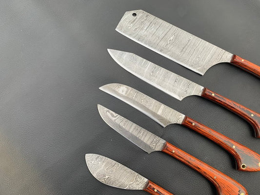 A Beautiful Newly Design Custom Made Damascus Steel Chef Knives Set - NB CUTLERY LTD