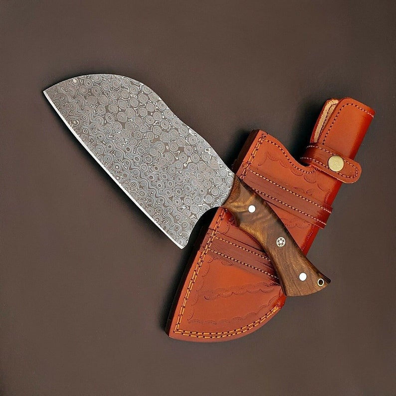 Handmade Damascus Steel Chef Knife | Raindrop Pattern | Rosewood Handle | 12"