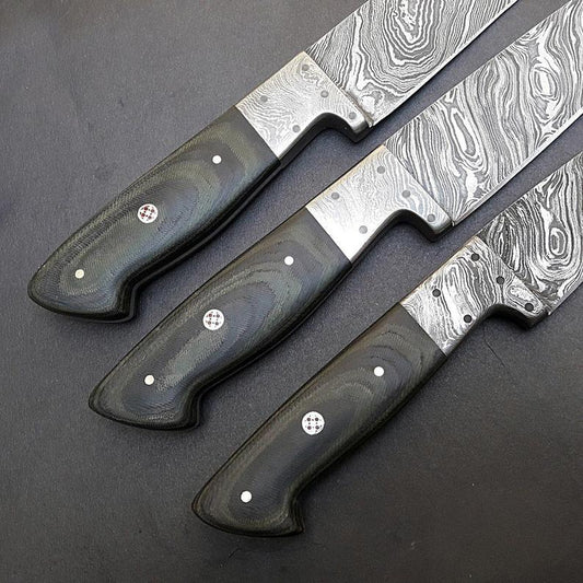 Handmade Damascus Steel Chef Knife | Micarta Handle | 374-Layer | Leather Sheath