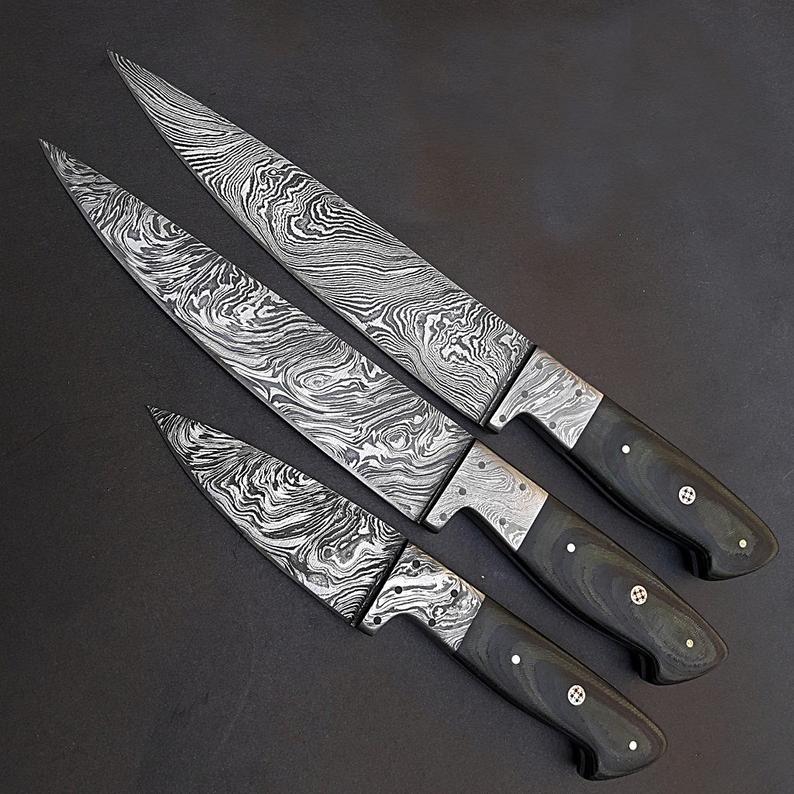 Handmade Damascus Steel Chef Knife | Micarta Handle | 374-Layer | Leather Sheath