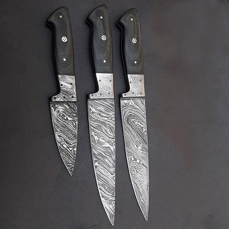 Handmade Damascus Steel Chef Knife | Micarta Handle | 374-Layer | Leather Sheath