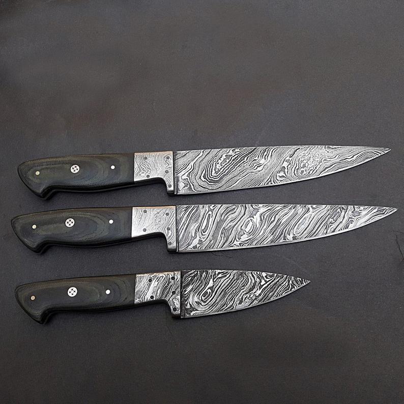 Handmade Damascus Steel Chef Knife | Micarta Handle | 374-Layer | Leather Sheath
