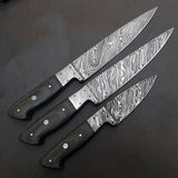 Beautiful Custom Made Forged Damascus Steel Chef knife Kitchen Knife Set with Leather Sheath