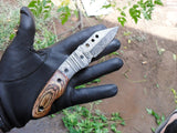 Custom Hand Made Forged Damascus Steel Folding Pocket Knife pukka wood handle liner look