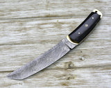 Custom, 12", tactical Tanto knife, damascus knife, Tanto point, hunting knife w/ Buffalo horn scales, brass liner, beautiful twist Damascus