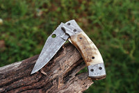 Damask Pocket Knife, Damascus Folding Knife - NB CUTLERY LTD