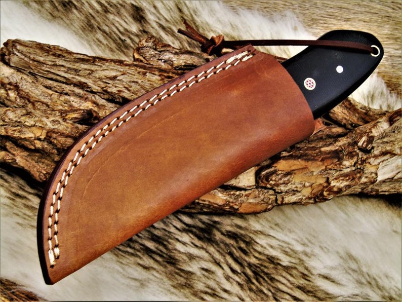 CUSTOM HANDMADE DAMASCUS HUNTING KNIFE HANDLE MICARTA