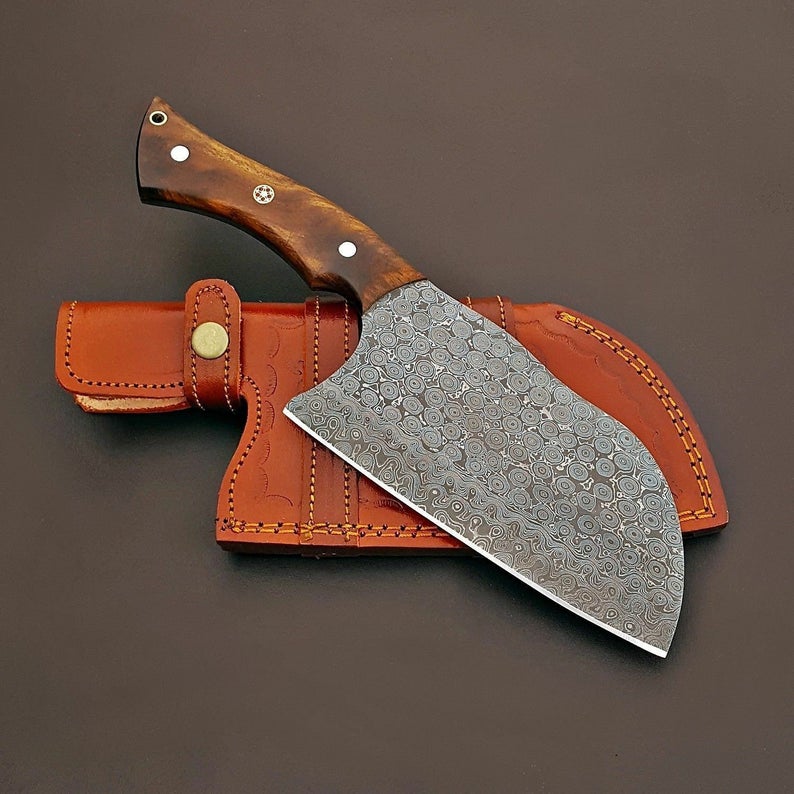 Handmade Damascus Steel Chef Knife | Raindrop Pattern | Rosewood Handle | 12"