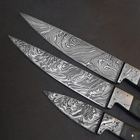 Beautiful Custom Made Forged Damascus Steel Chef knife Kitchen Knife Set with Leather Sheath