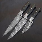 Beautiful Custom Made Forged Damascus Steel Chef knife Kitchen Knife Set with Leather Sheath