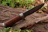 CUSTOM HANDMADE DAMASCUS STEEL HUNTING KNIFE WITH ROOS WOOD HANDLE