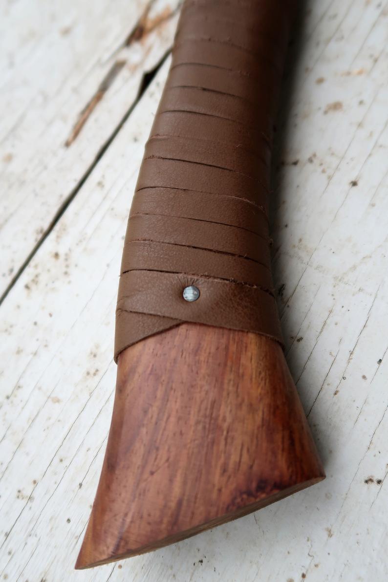 |NB KNIVES| CUSTOM HANDMADE DAMASCUS STEEL AXE WITH LEATHER SHEATH