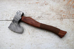 |NB KNIVES| CUSTOM HANDMADE DAMASCUS STEEL AXE WITH LEATHER SHEATH