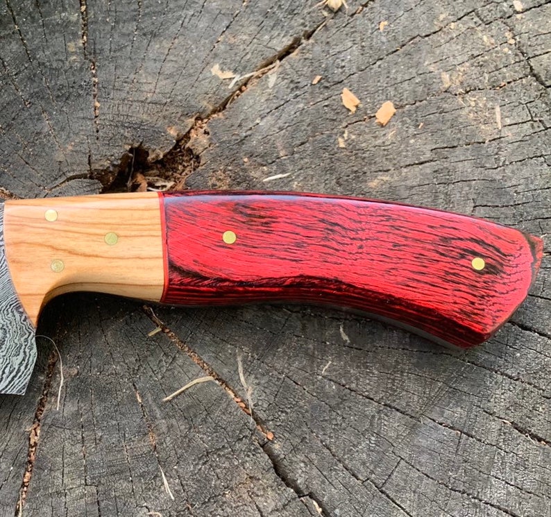 Full Tang Damascus Skinner Knife with Hardwood Handle