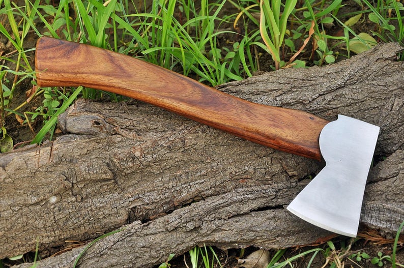 |NB KNIVES| CUSTOM HANDMADE HIGH CARBON STEEL AXE WITH LEATHER SHEATH