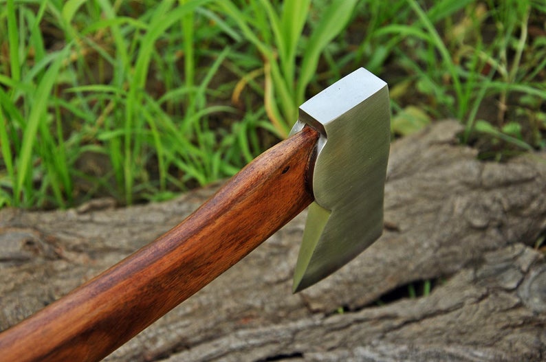 |NB KNIVES| CUSTOM HANDMADE HIGH CARBON STEEL AXE WITH LEATHER SHEATH