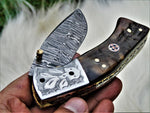 |NB KNIVES| CUSTOM HADNMADE DAMASCUS POCKET KNIFE WITH LEATHER SHEATH