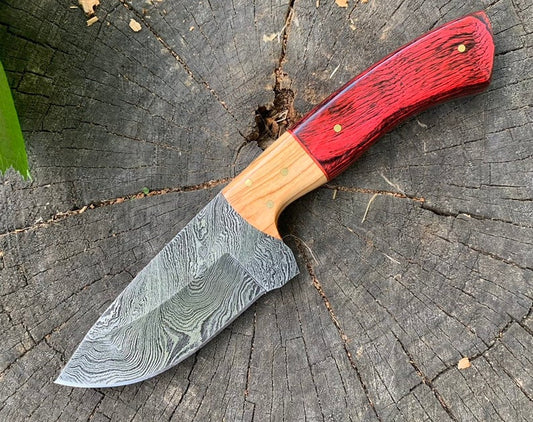 Full Tang Damascus Skinner Knife with Hardwood Handle