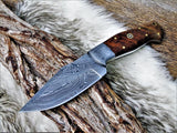 CUSTOM HANDMADE DAMASCUS STEEL HUNTING KNIFE Handle Rose Wood