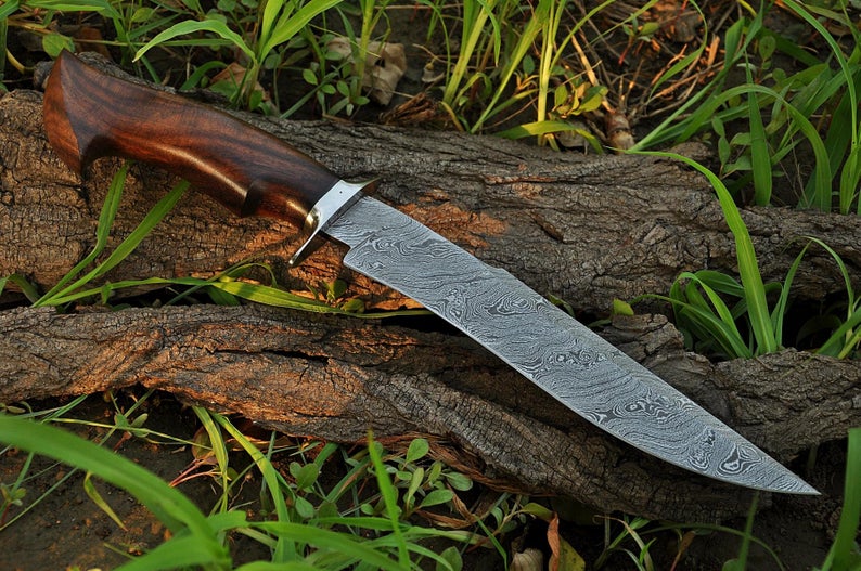 |NB KNIVES| CUSTOM HANDMADE DAMASCUS STEEL HUNTING KNIFE WITH LEATHER SHEATH