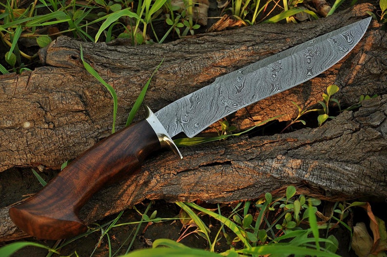 |NB KNIVES| CUSTOM HANDMADE DAMASCUS STEEL HUNTING KNIFE WITH LEATHER SHEATH
