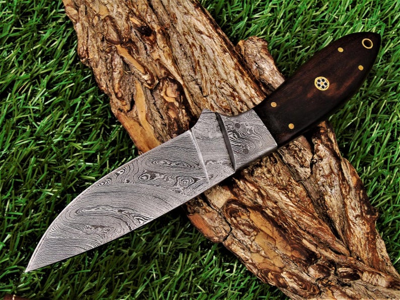 |NB KNIVES| CUSTOM HANDMADE DAMASCUS HUNTING KNIFE Handle Rose Wood