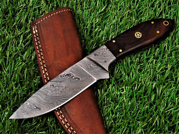 |NB KNIVES| CUSTOM HANDMADE DAMASCUS HUNTING KNIFE Handle Rose Wood