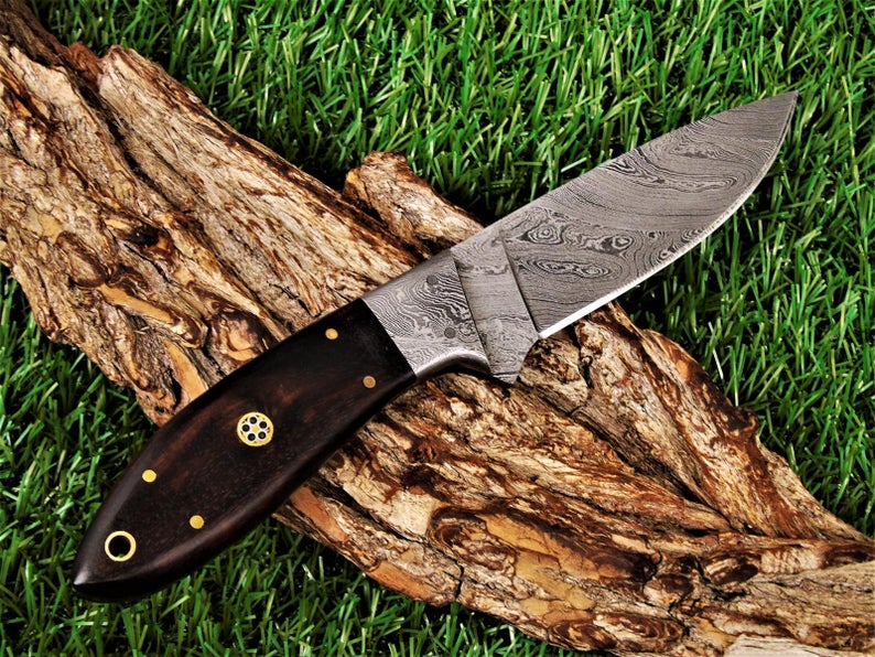 |NB KNIVES| CUSTOM HANDMADE DAMASCUS HUNTING KNIFE Handle Rose Wood