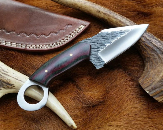 Handcrafted 1095 High Carbon Steel Skinner Knife with Micarta Handle & Leather Sheath