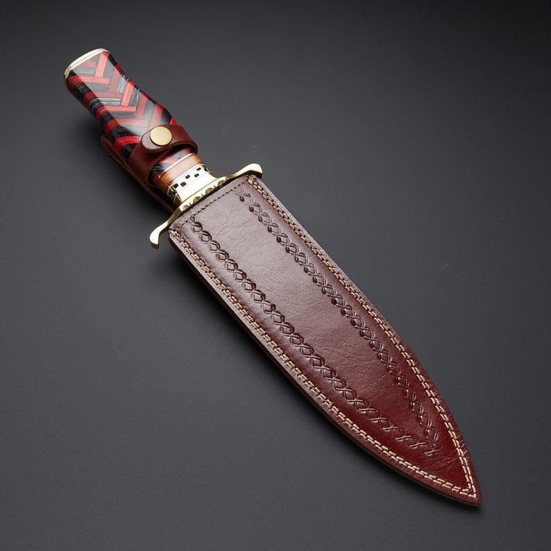 |NB KNIVES| CUSTM HANDMADE DAMASCUS STEEL HUNTING DAGGER KNIFE WITH LEATHER SHEATH