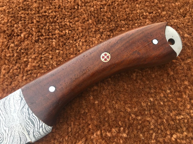 |NB KNIVES| CUSTOM HANDMADE DAMASCUS HUNTING KNIFE HANDLE ROSEWOOD
