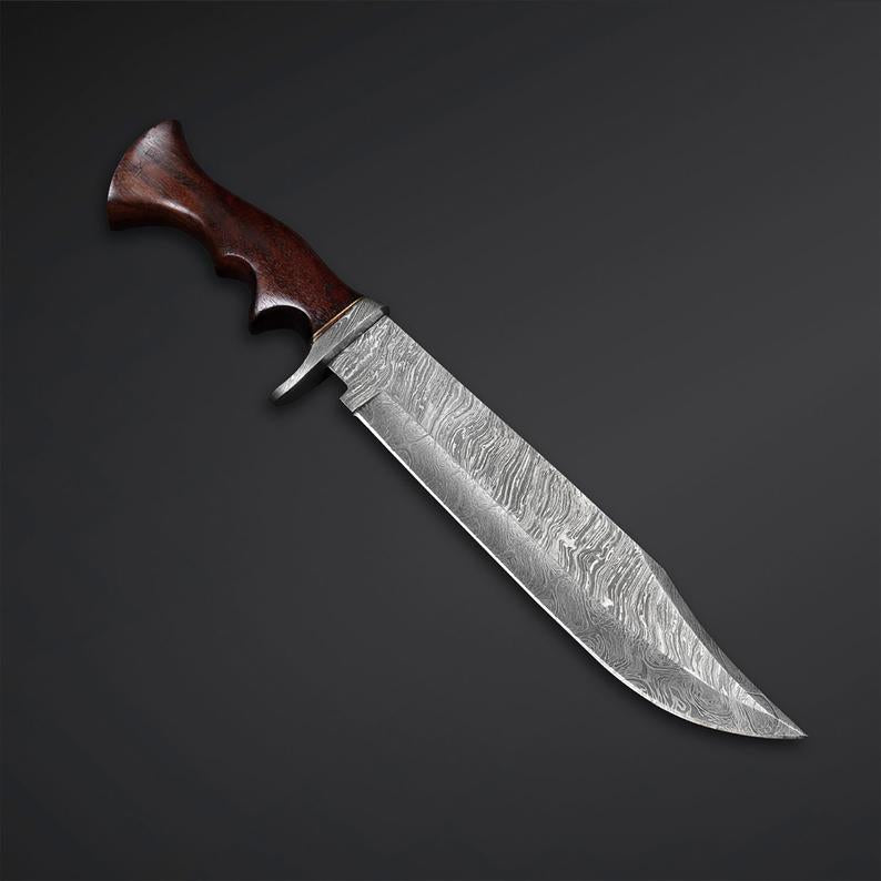|NB KNIVES| CUSTOM HANDMADE DAMASCUS STEEL HUNTING KNIFE WITH LEATHER SHEATH