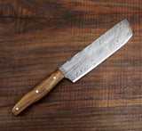 Custom Handmade Damascus Chef Knife Handle Rosewood With Leather Sheath - NB CUTLERY LTD