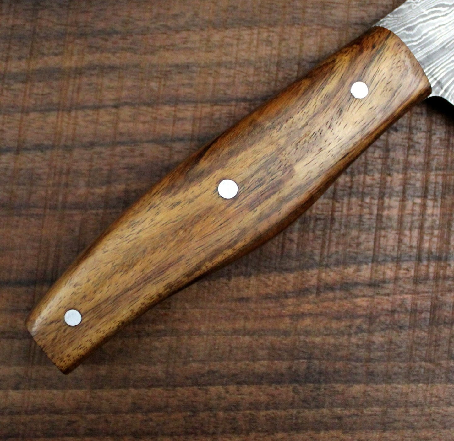 Custom Handmade Damascus Chef Knife Handle Rosewood With Leather Sheath - NB CUTLERY LTD