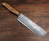 Custom Handmade Damascus Chef Knife Handle Rosewood With Leather Sheath - NB CUTLERY LTD