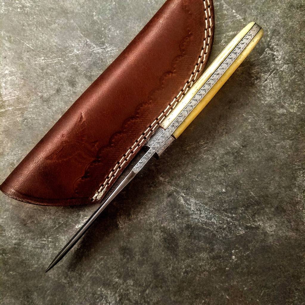 / HAND ENGRAVED / Hunting / Camping / Hand Made / Custom / Bone Handle / 440C / High Hardness - NB CUTLERY LTD