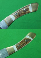 Vintage Custom Hand Made Damascus Blade Stag Handle Hunting Knife - NB CUTLERY LTD