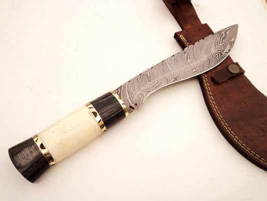 Horseman Bowie Kukri Damascus Steel Knife - NB CUTLERY LTD