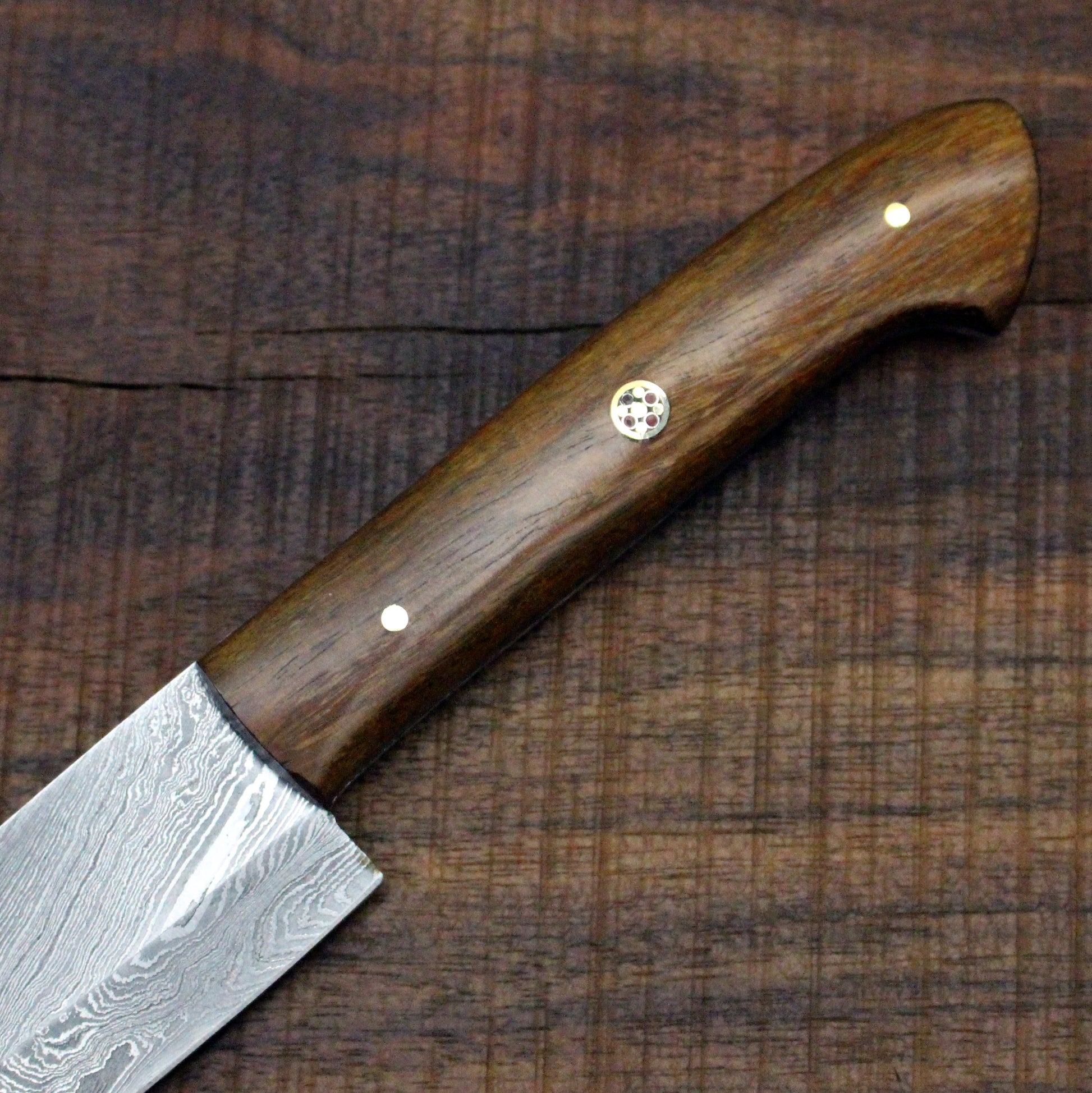 Custom Handmade Damascus Chef Knife Handle Roose Wood With Leather Sheath - NB CUTLERY LTD