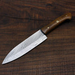 Custom Handmade Damascus Chef Knife Handle Roose Wood With Leather Sheath - NB CUTLERY LTD