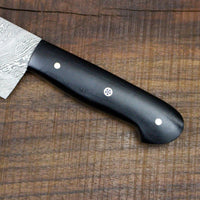 Custom Handmade Damascus Chef Knife Handle black Micarta With Leather Sheath - NB CUTLERY LTD