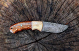 Damascus hunting Knife Handle Rosewood and Camel Bone - NB CUTLERY LTD