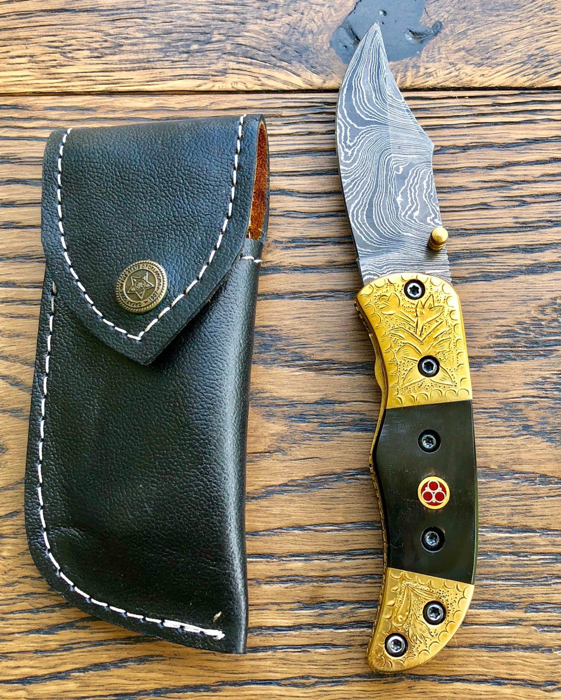 Damascus folding knife - NB CUTLERY LTD