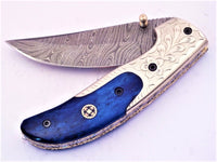 Damascus folding knife - NB CUTLERY LTD