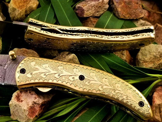 Damascus folding knife - NB CUTLERY LTD