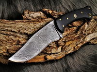 BEAUTIFUL CUSTOM HANDMADE DAMASCUS STEEL HUNTING KNIFE - NB CUTLERY LTD
