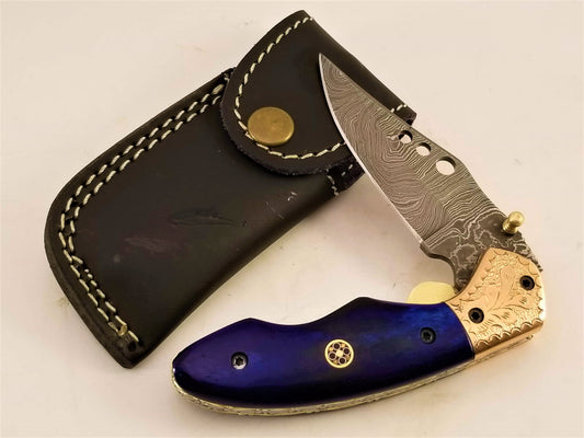 Damascus folding knife - NB CUTLERY LTD