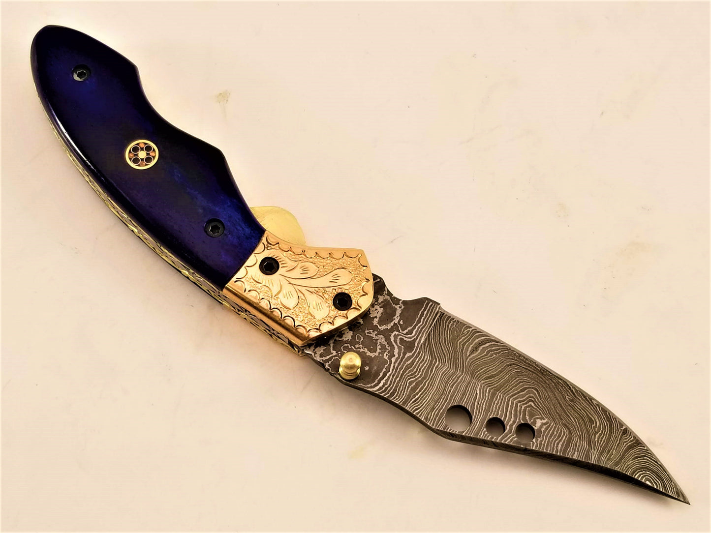 Damascus folding knife - NB CUTLERY LTD