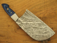 Custom Handmade Damascus Steel Cleaver Meat Knife Handle Hard Wood With Leather Sheath - NB CUTLERY LTD