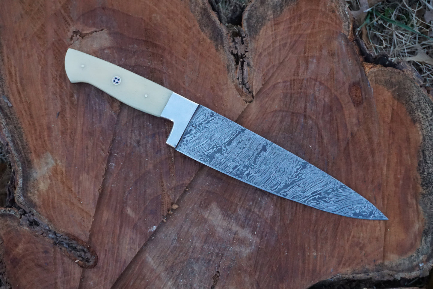 Custome Handmade Damascus 4 Pcs Chef Set Handle Camel Bone With Leather Roll Kit - NB CUTLERY LTD